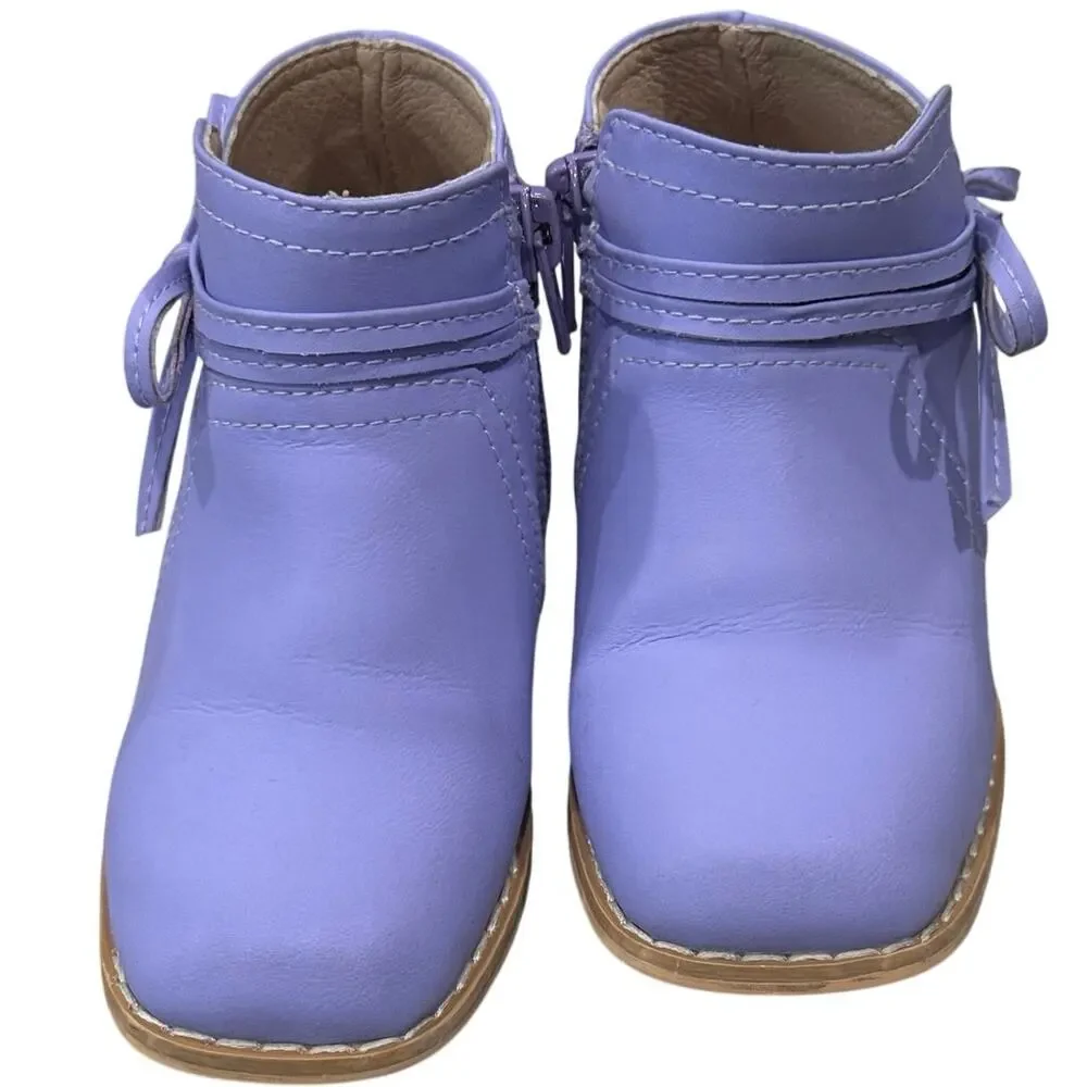 Tiny Toes Nation Lilac Hollyn Bow Ankle Boots Girls Size 8